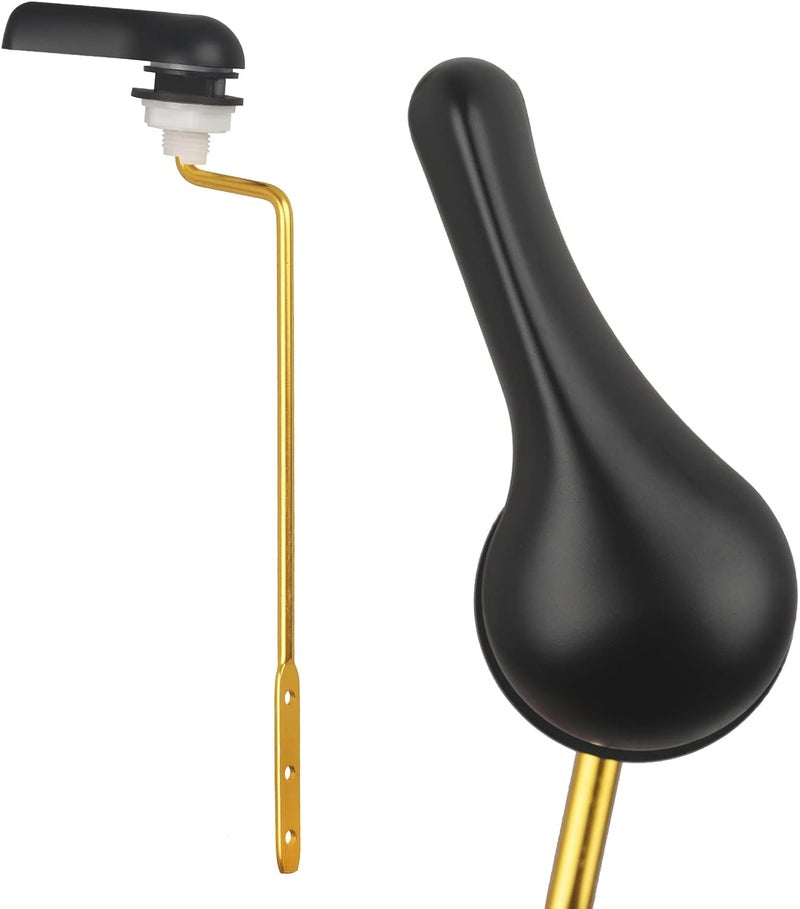 TJWODO Toilet Handle Replacement Kit, Side Mount Toilet Trip Levers with Seal Gasket and Nut, with Stainless Steel Flapper Chains, Universal Replacement for Most Toilets (Matte Black) - Image 2